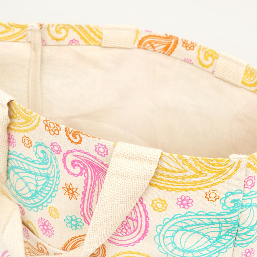 Multicolour Paisley Print Canvas Tote Bag, View 5