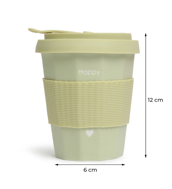 Milo Happy Ceramic Coffee Tumbler with Lid and Strap Green view 3