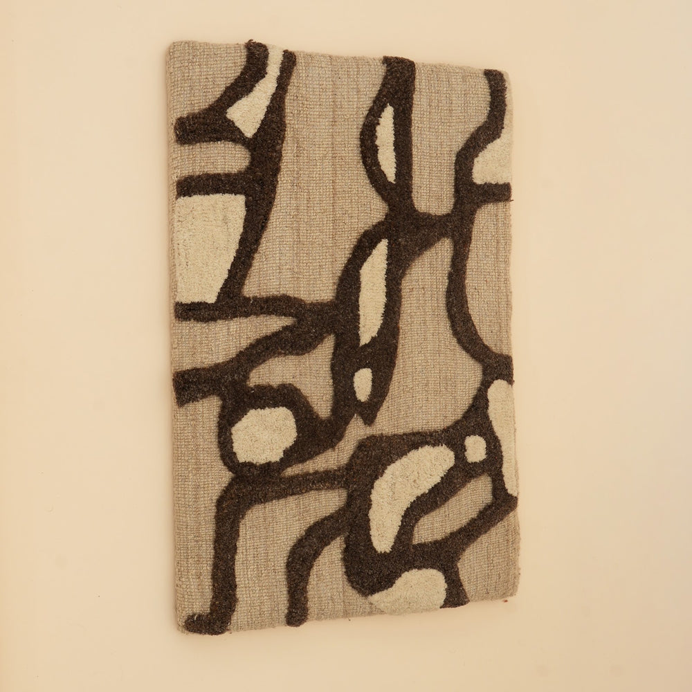 Abstract Tufted Wool Wall Art, Brown, View 4