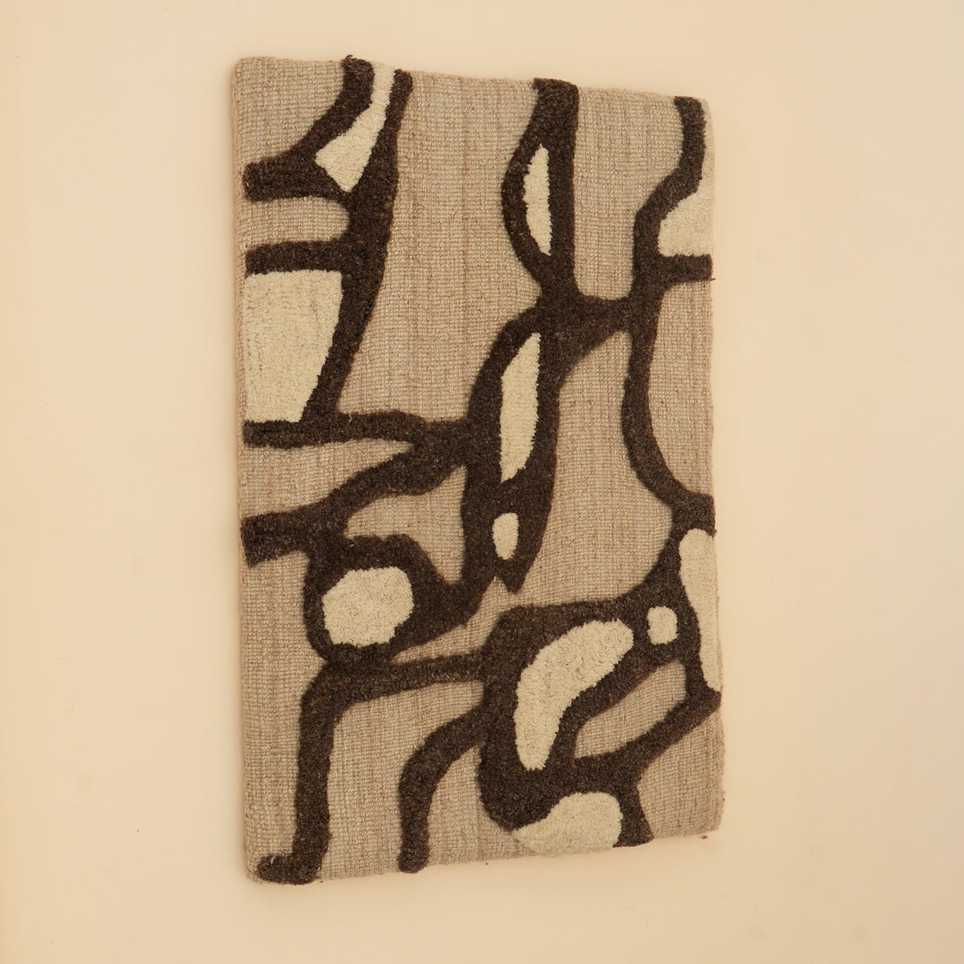 Abstract Tufted Wool Wall Art, Brown, View 4