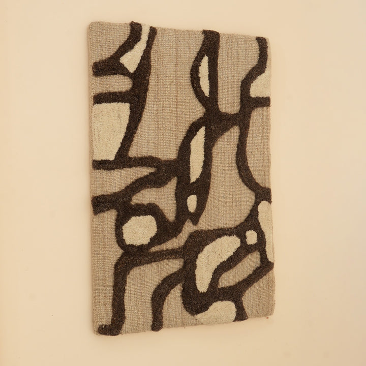 Abstract Tufted Wool Wall Art, Brown, View 4