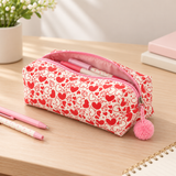 Red Heart Print Fluffy Pouch with Pom Pom, View 6