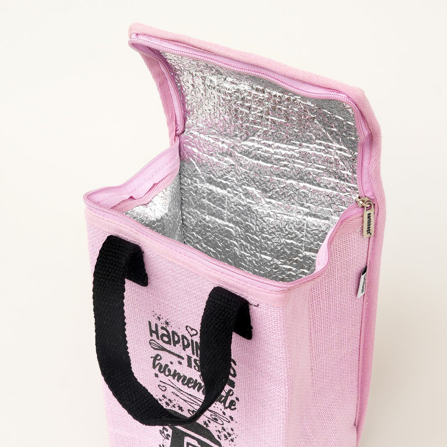 Insulated Jute Lunch Bag, Happiness Is Homemade