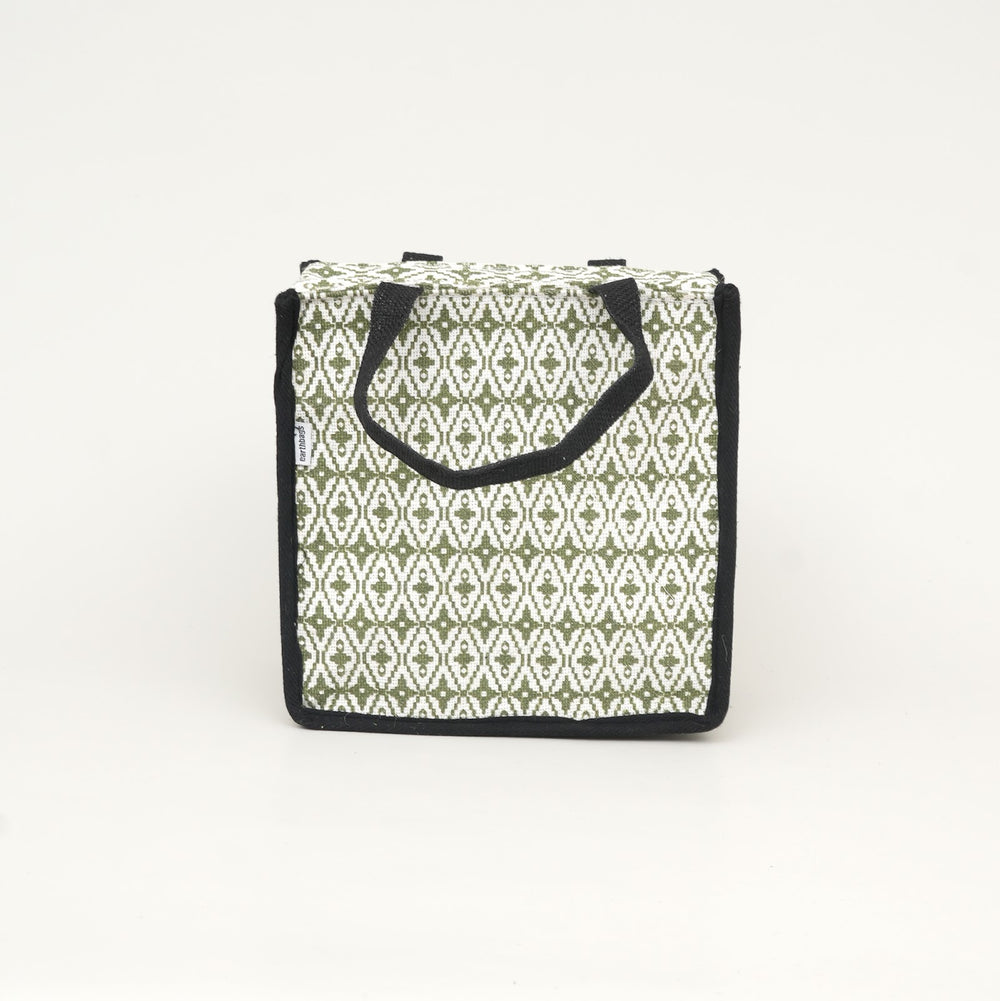 Express Jute Lunch Bag, Black and White Print