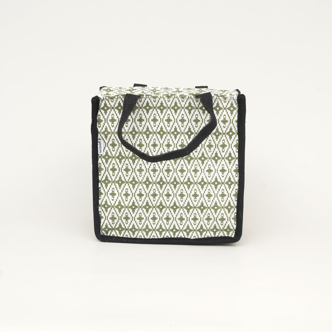 Express Jute Lunch Bag, Black and White Print