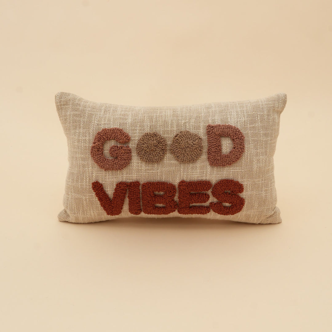 Good Vibes Tufted Lumbar Cushion, Rust, View 3