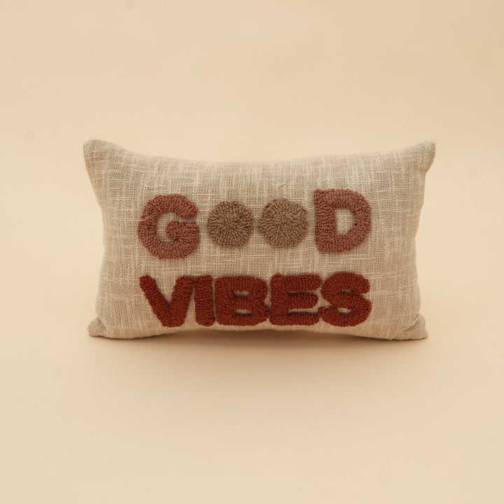 Good Vibes Tufted Lumbar Cushion, Rust, View 3
