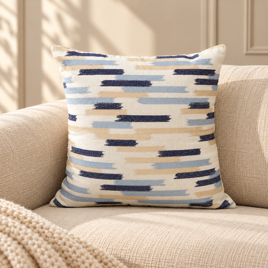Abstract Brushstroke Embroidered Cushion Cover, View 4