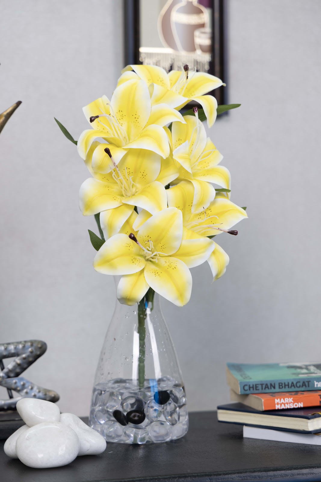 Expobazaar Elegant Artificial Lily Flower Bunch for Home Decor