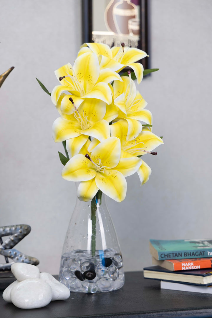 Expobazaar Elegant Artificial Lily Flower Bunch for Home Decor