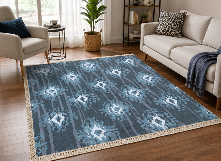 Expobazaar handwoven wool patch kilim rug VCD-10051