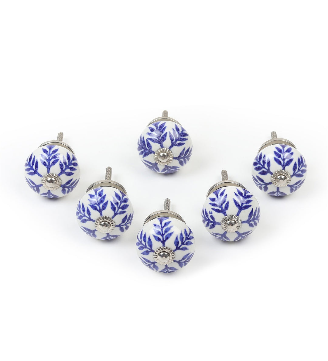 Ink Petal Blue Floral Ceramic Cabinet Knobs Set of 6 view 6