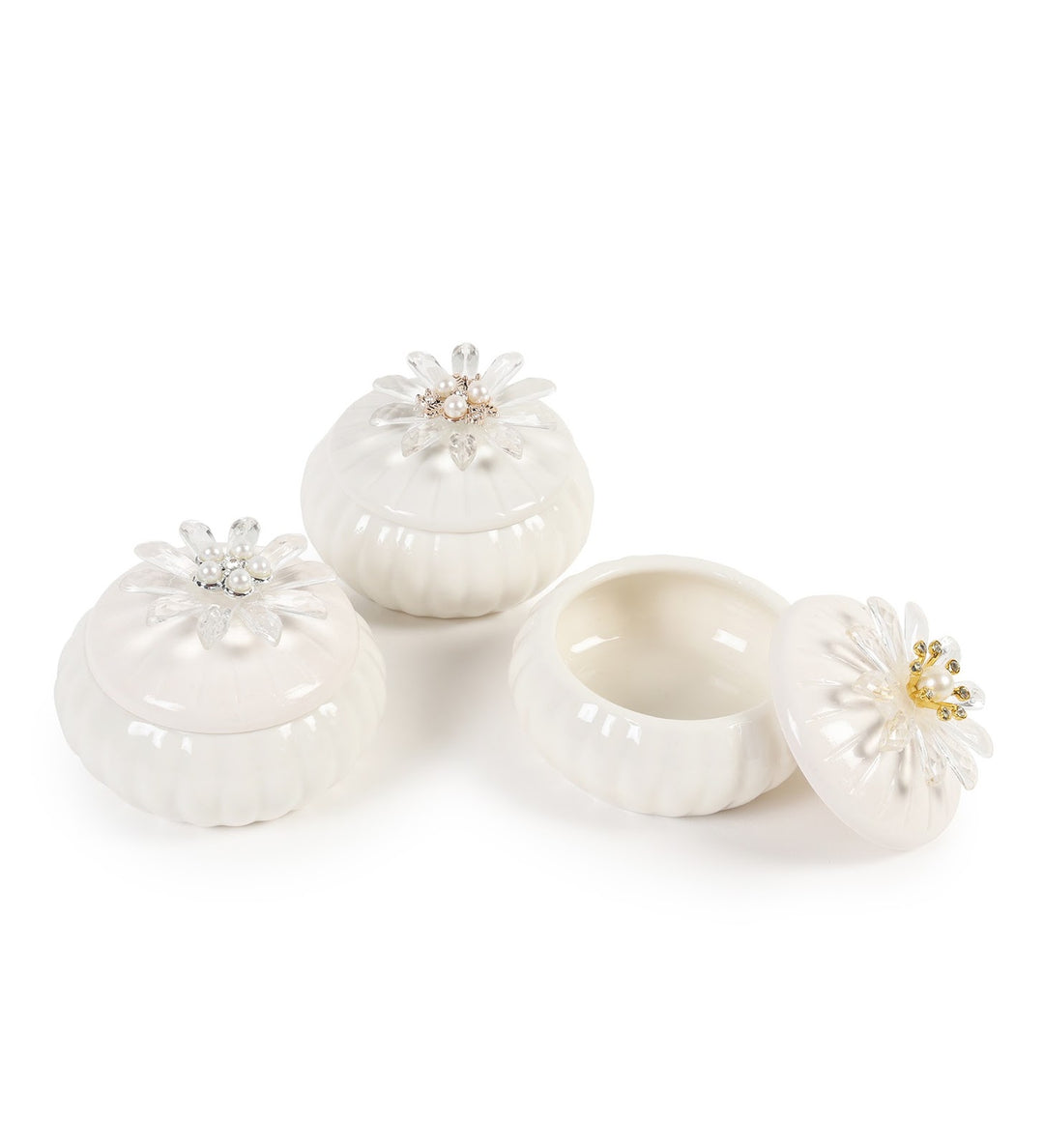 Sunpetal Jewelled Porcelain Trinket Box Set view 6