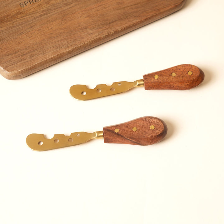 Cheese knife and spreader serving set