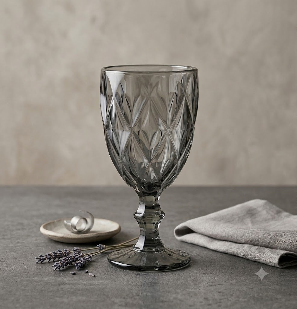 Black Goblet Glass in crystal glass, 235 ml
