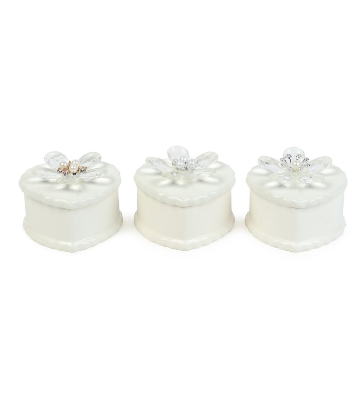 Coeurine Heart Porcelain Trinket Box Set with Blooms view 4