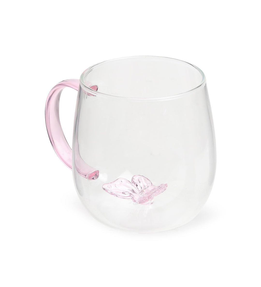 Titli Lyla Butterfly Glass Mug with Pink Handle view 6
