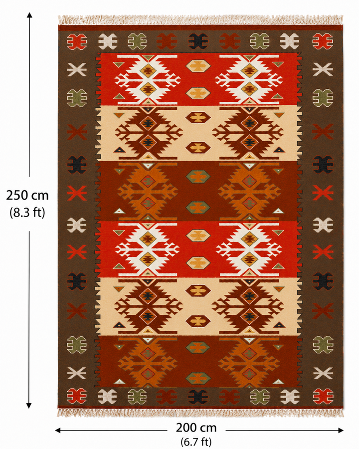 Vintage Muted Handwoven Wool Kilim Rug