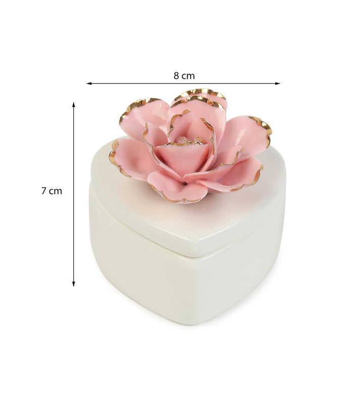 Devotion Heart Shaped Porcelain Rose Trinket Box view 3