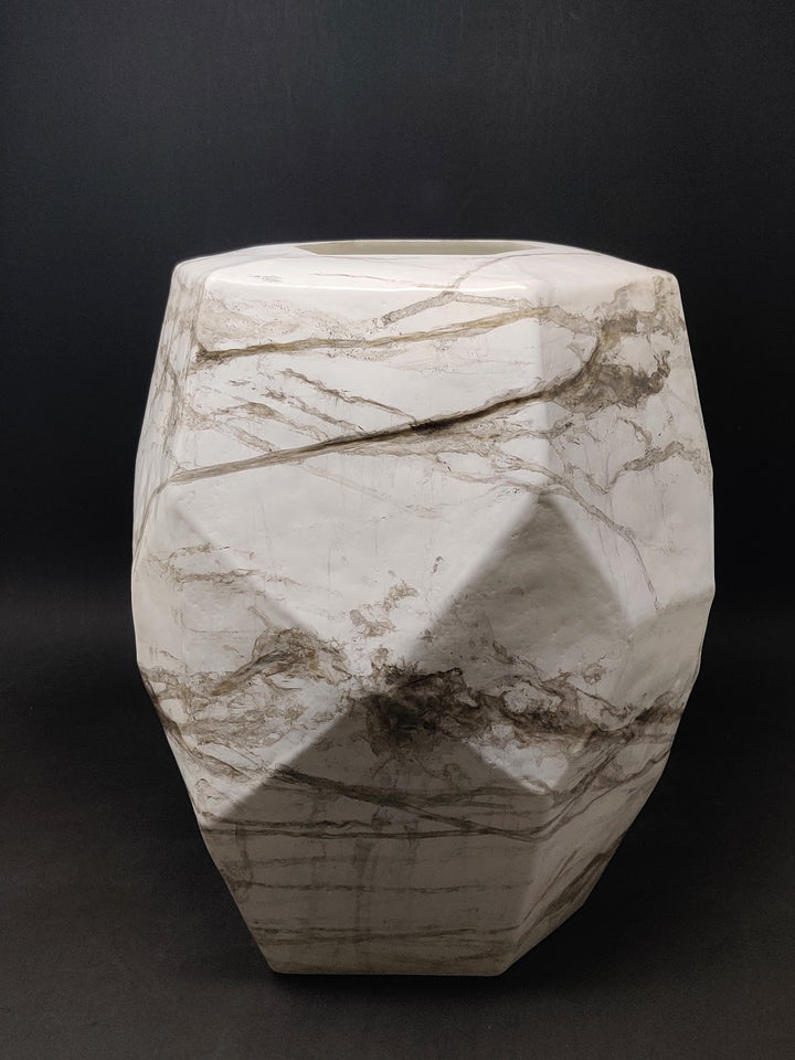 Expobazaar Matte White Marble Glass Candle Holder