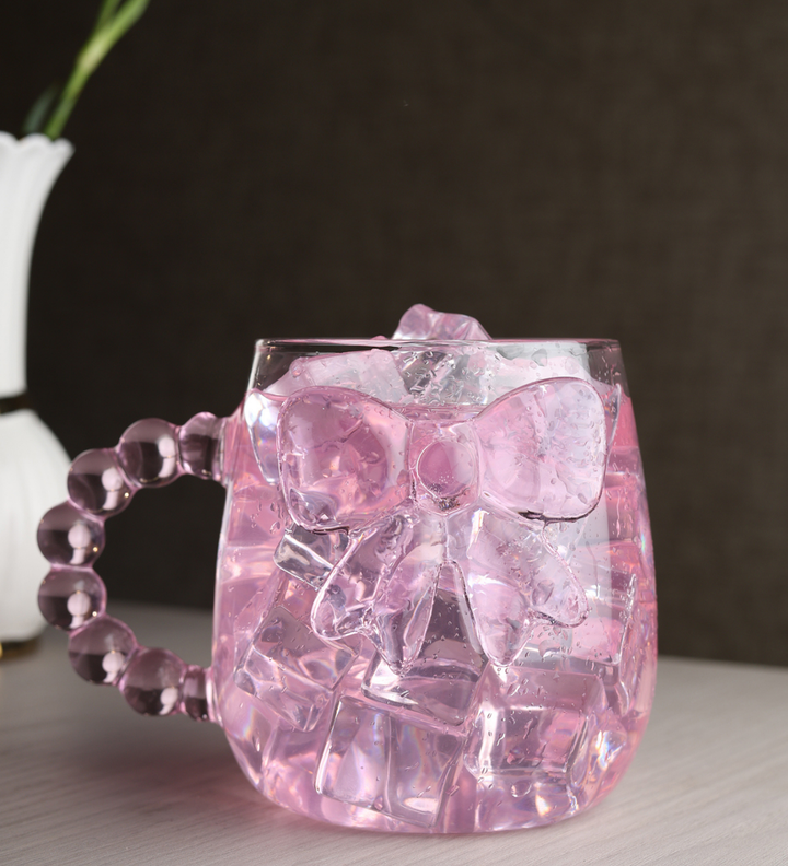 Pearlie Bow Clear Glass Mug with Pearl Handle view 2