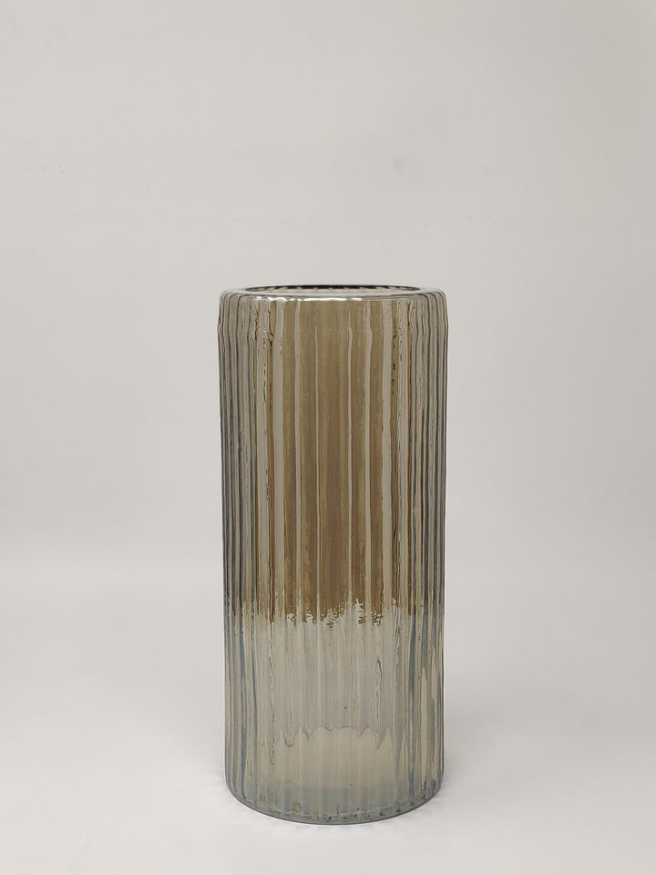 Expobazaar Smoke Glaze Clear Finish Glass Vase