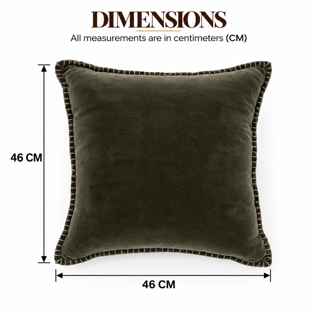 Pickle Green Velvet Blanket Stitch Cushion, View 4