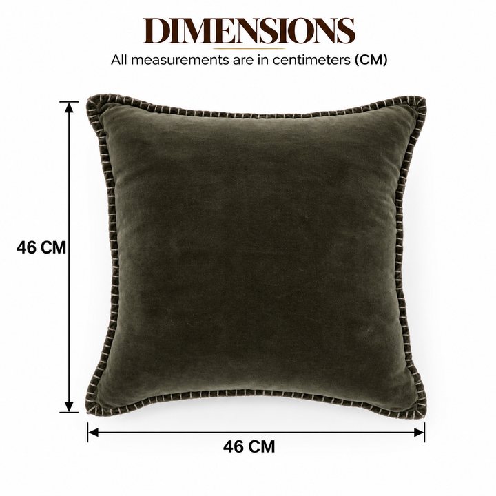 Pickle Green Velvet Blanket Stitch Cushion, View 4