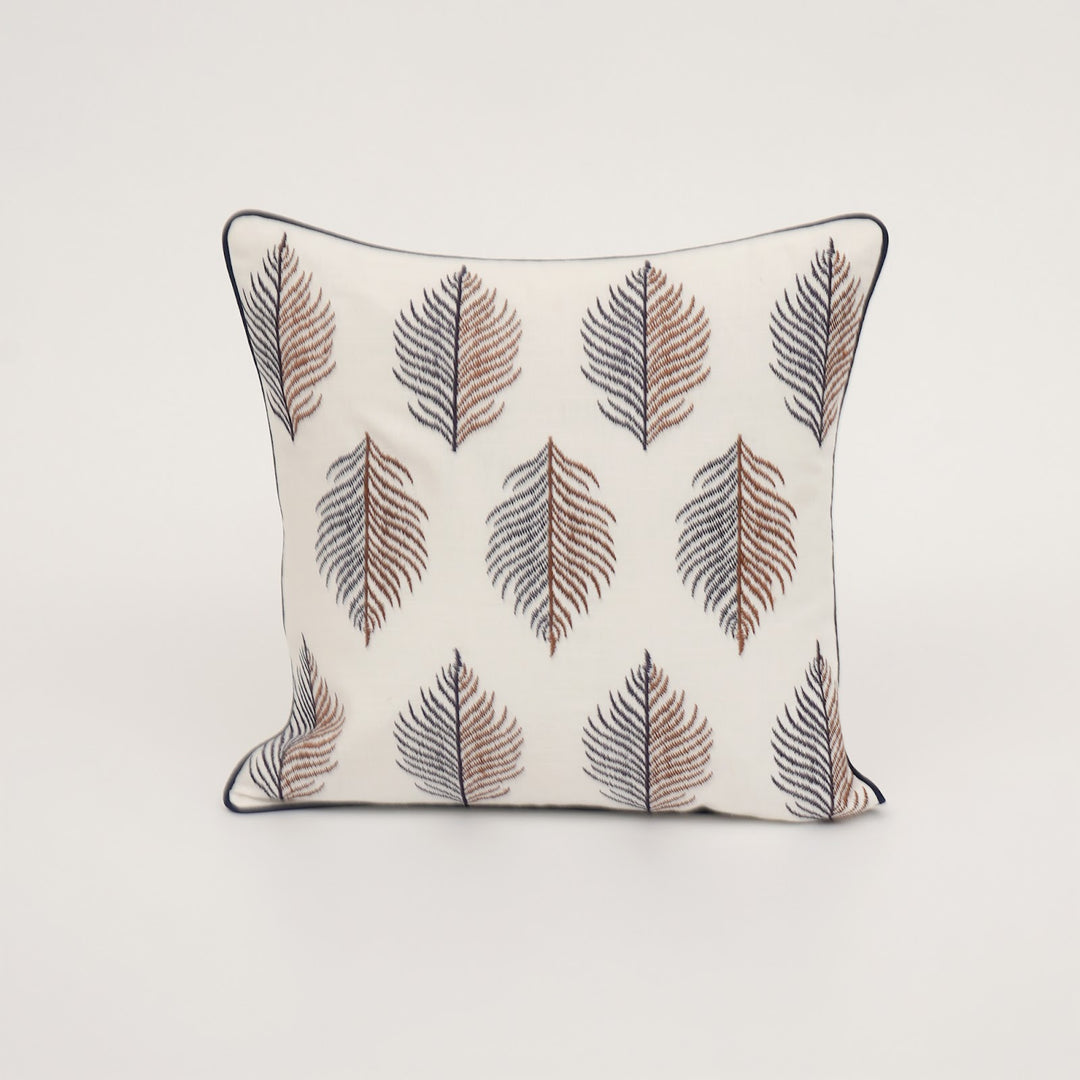 Botanical Leaf Embroidered Cushion Cover, View 3