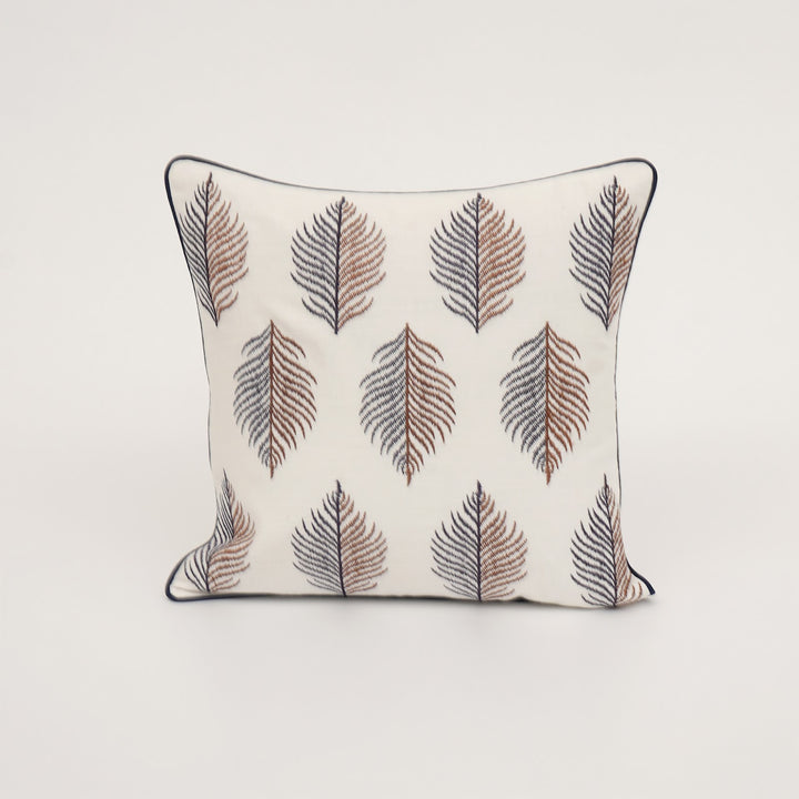 Botanical Leaf Embroidered Cushion Cover, View 3