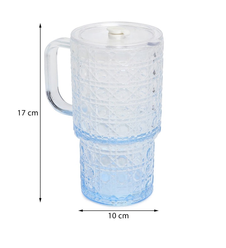 Verdelle Diamond Cut Glass Tumbler Blue view 3