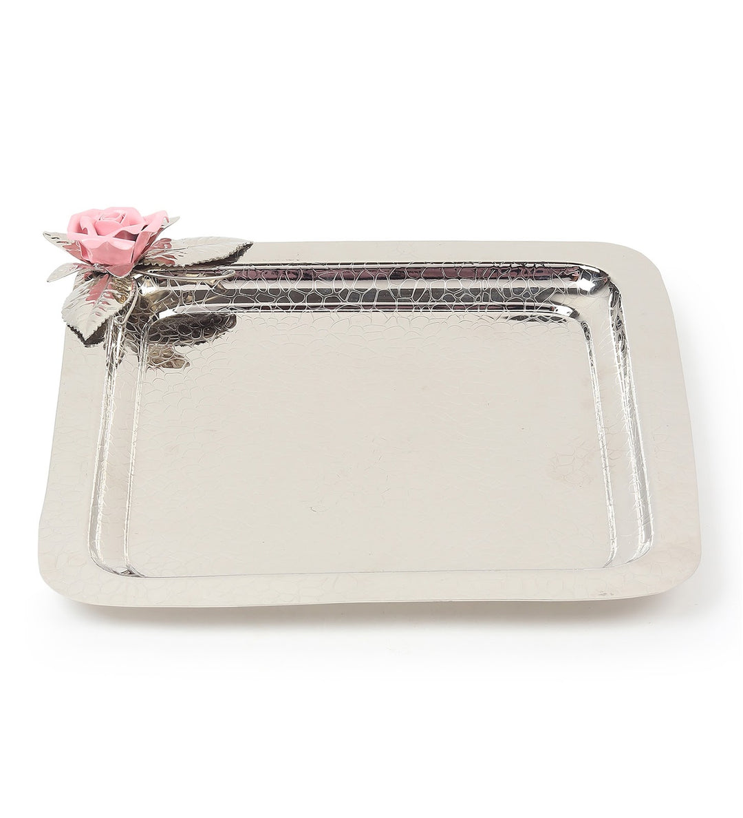 Petal Eclat Square Stainless Steel Serving Tray Pink view 4