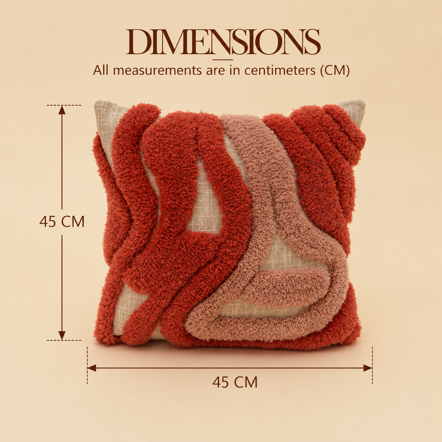 Terracotta Abstract Tufted Wool Cushion