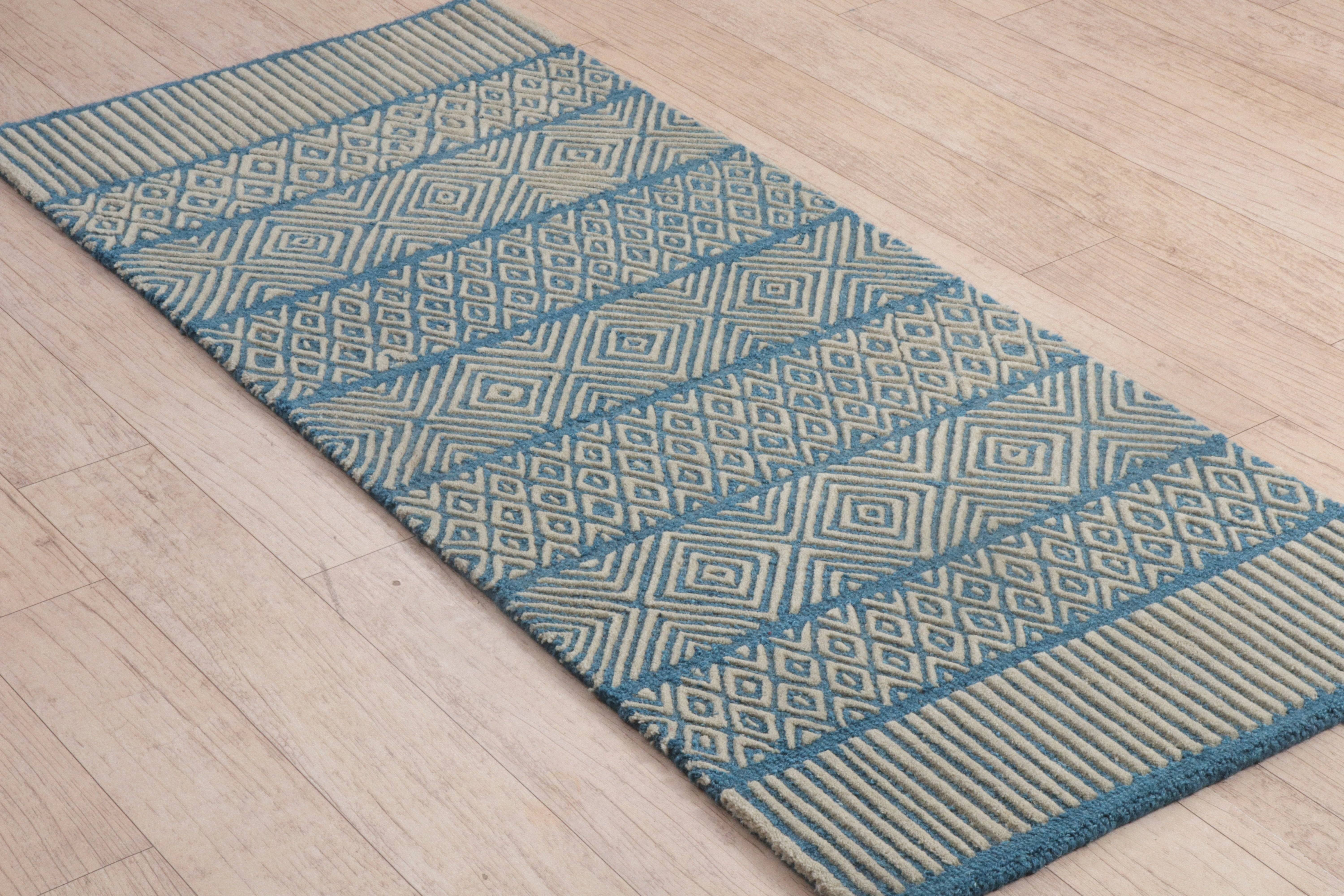 Geometrical Melange the Vibrant Voyage | Hand-Tufted Wool Hallway Art