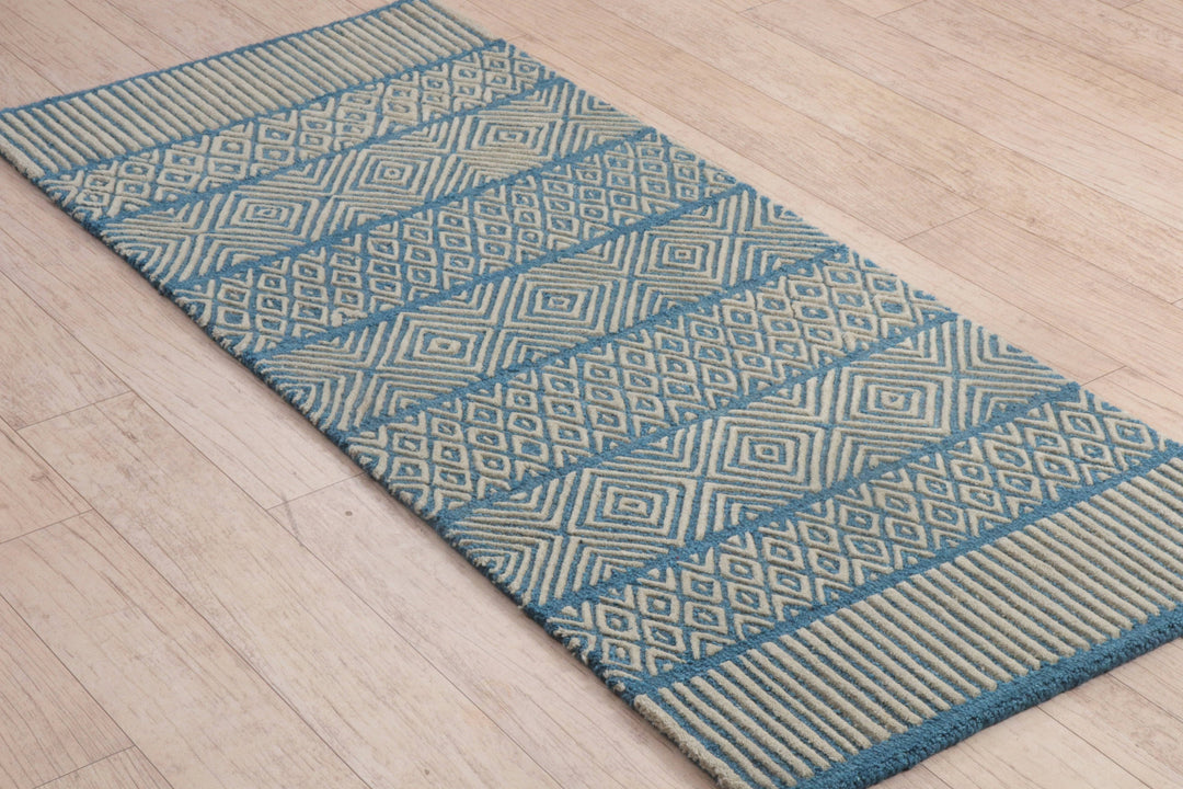 Geometrical Melange the Vibrant Voyage | Hand-Tufted Wool Hallway Art