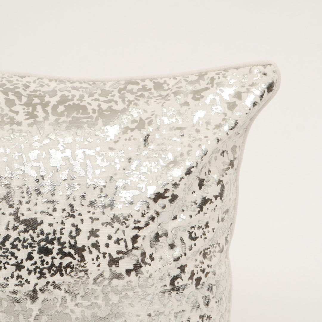 Silver Foil Print Cotton Slub Cushion Cover, View 4