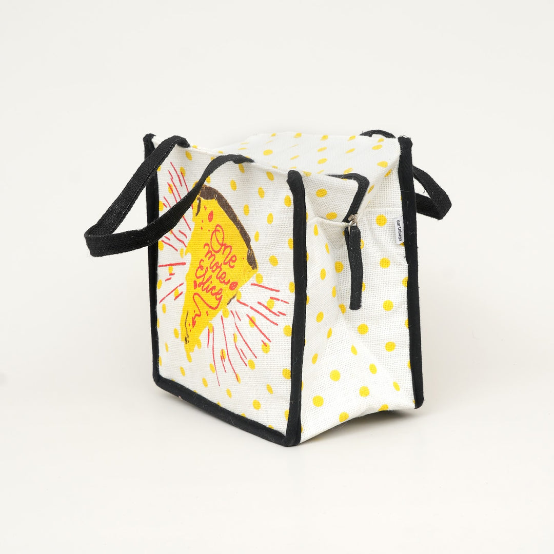 Express Jute Lunch Bag, Pizza Slice Print, View 3