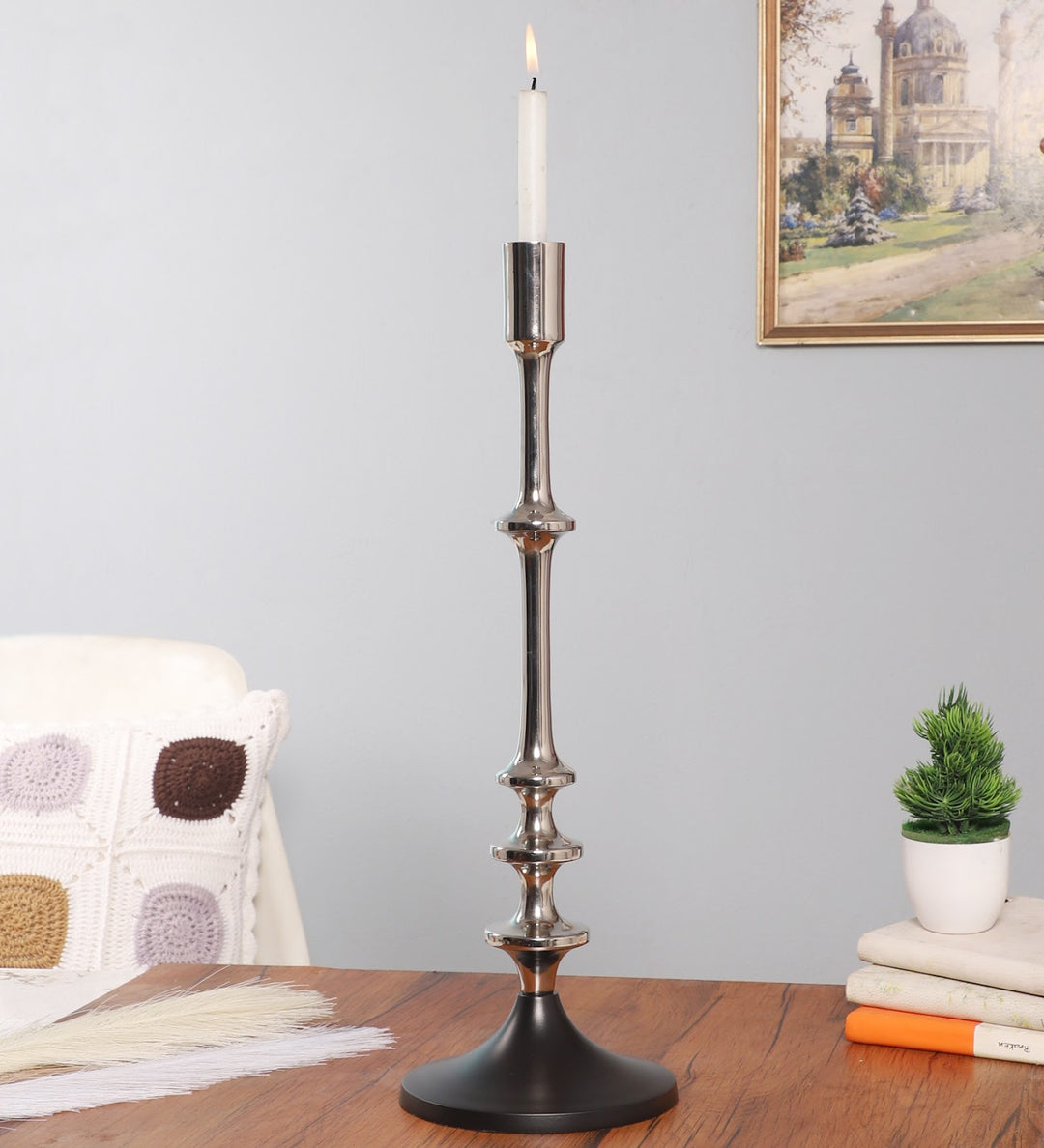 Expobazaar Aristea Silver Candle Holder Large