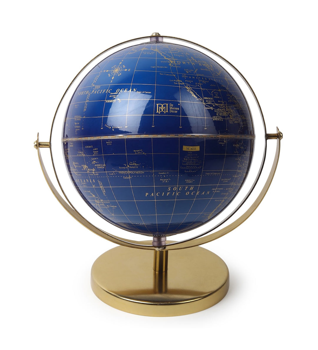 Navigator's Sphere Blue and Gold Antique Brass Globe view 4