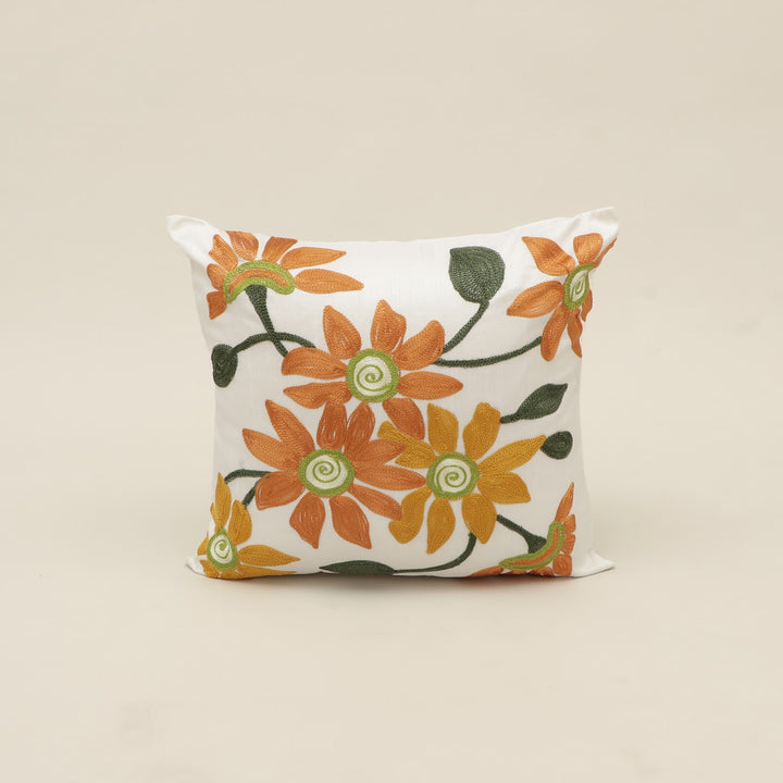 Floral Embroidered Poly Dupion Cushion Cover