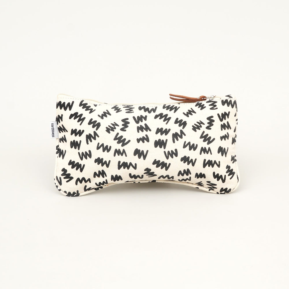 Black Abstract Print Canvas Zipper Pouch, View 2