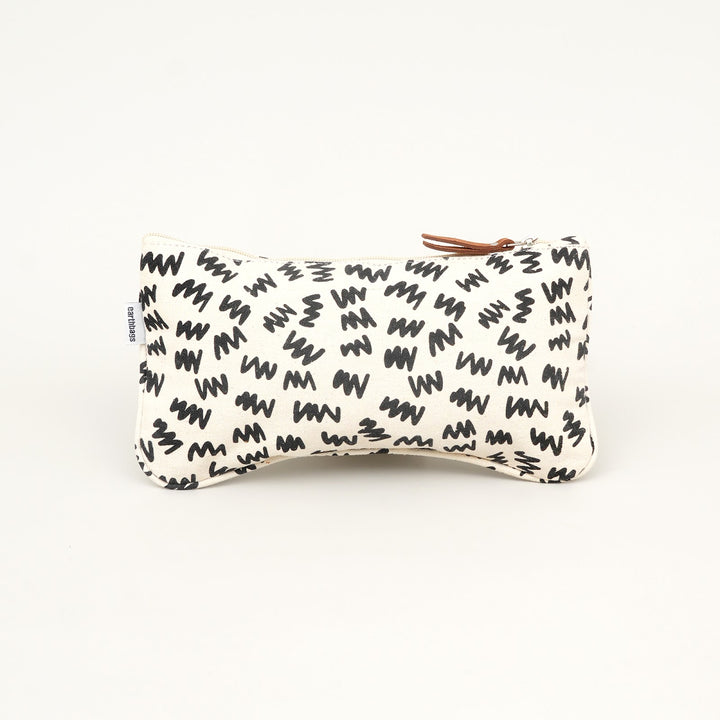 Black Abstract Print Canvas Zipper Pouch, View 2