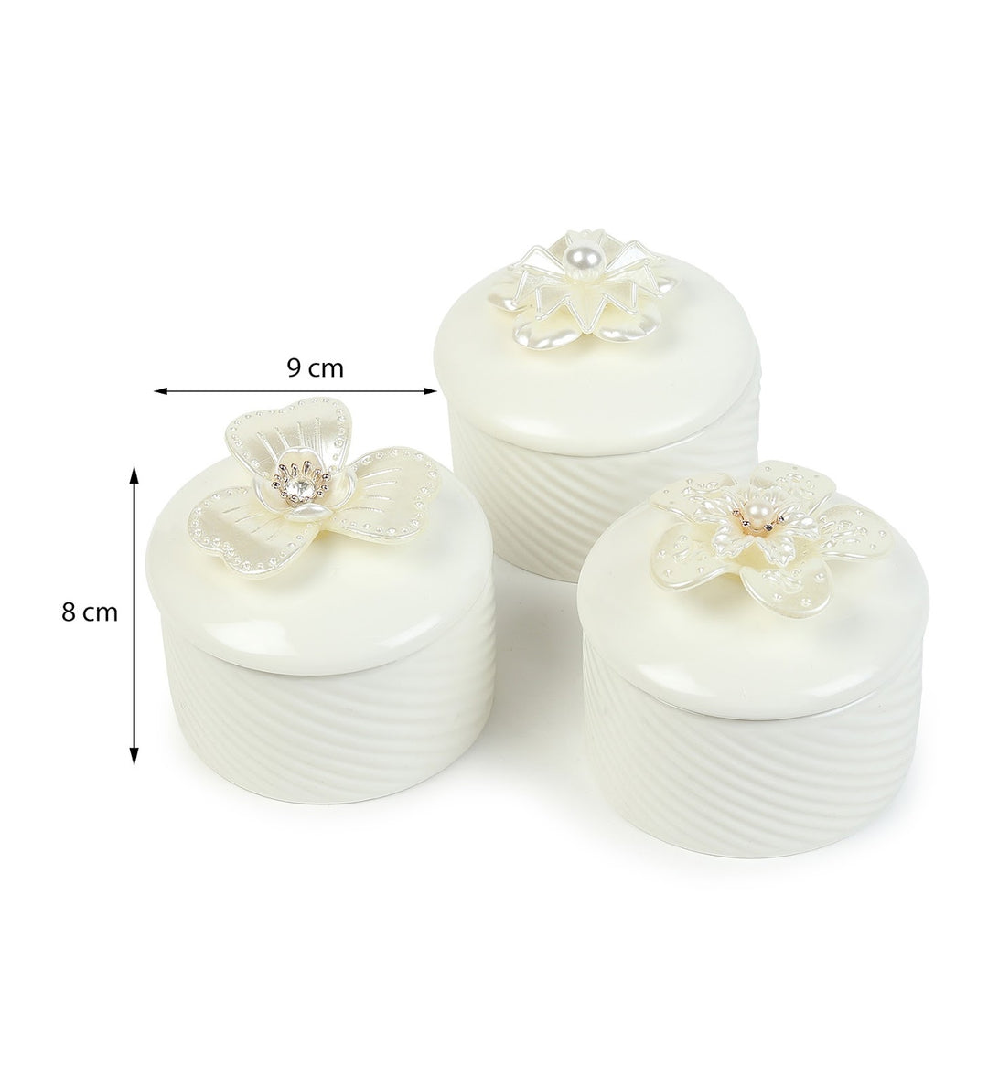 Florette Ribbed Porcelain Trinket Box Set view 3