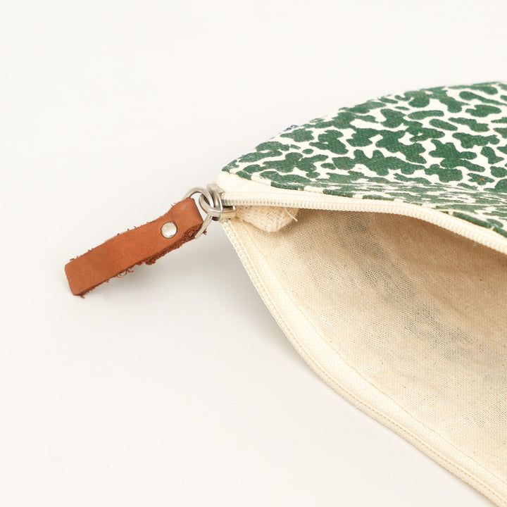 Teal Leopard Print Canvas Zipper Pouch, View 5