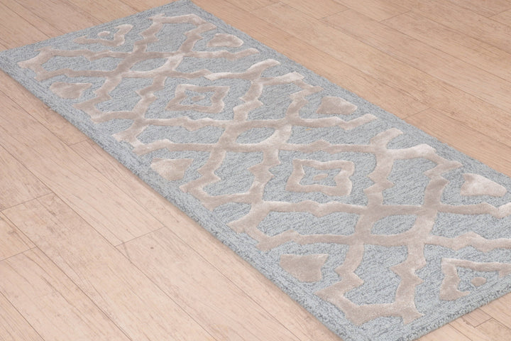 Luxury Filigree Wool & Viscose Hallway Rug