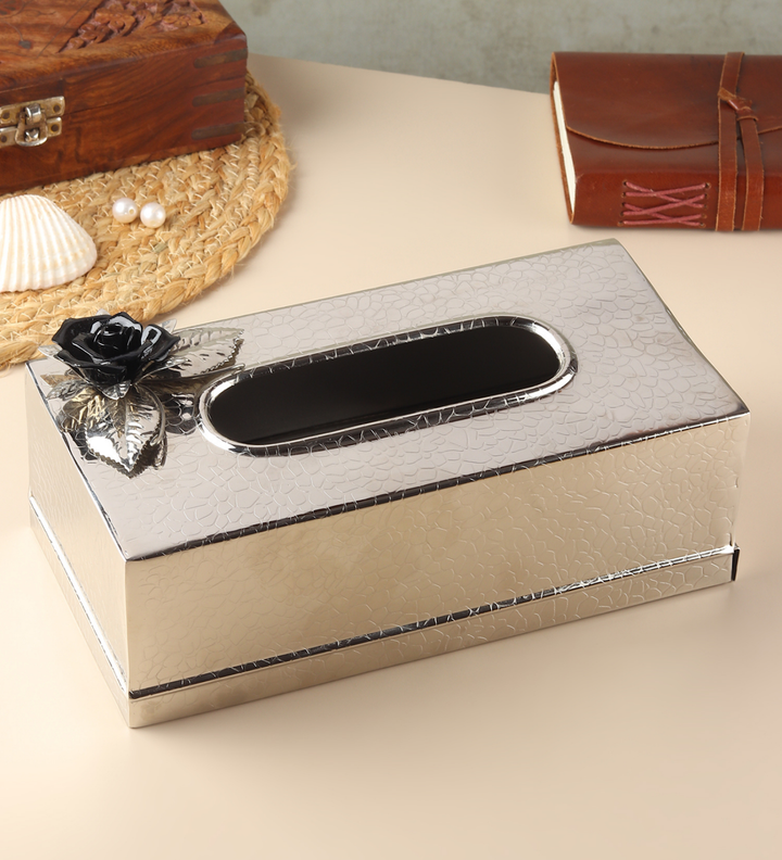 Petal Eclat Stainless Steel Tissue Box Holder Black view 1