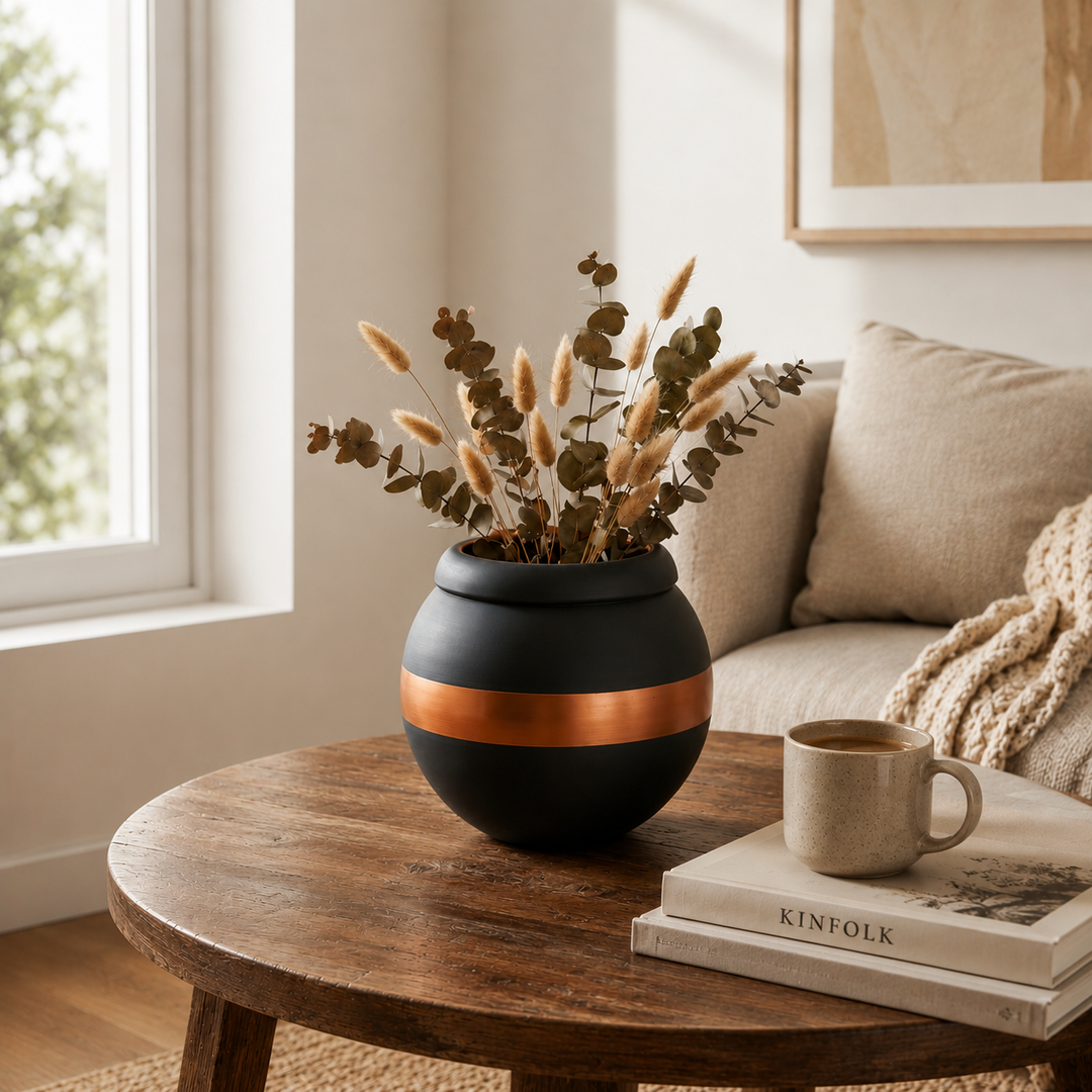 Glass Flower Vase, Black