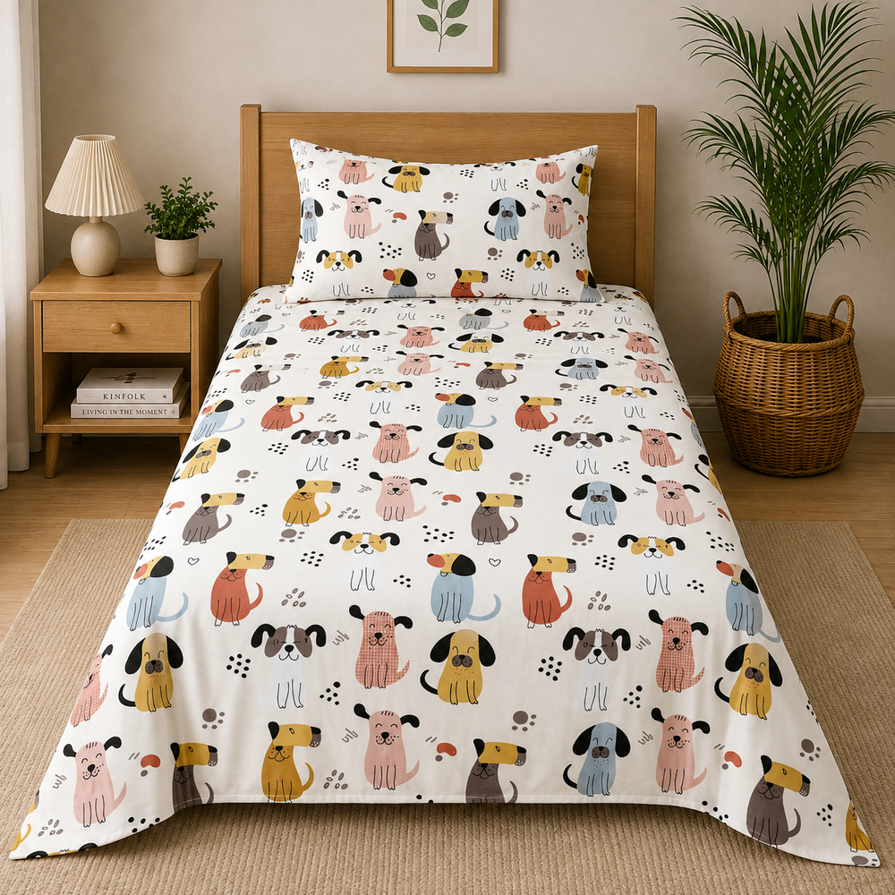 Kids Whimsical Animal Print Bedsheet