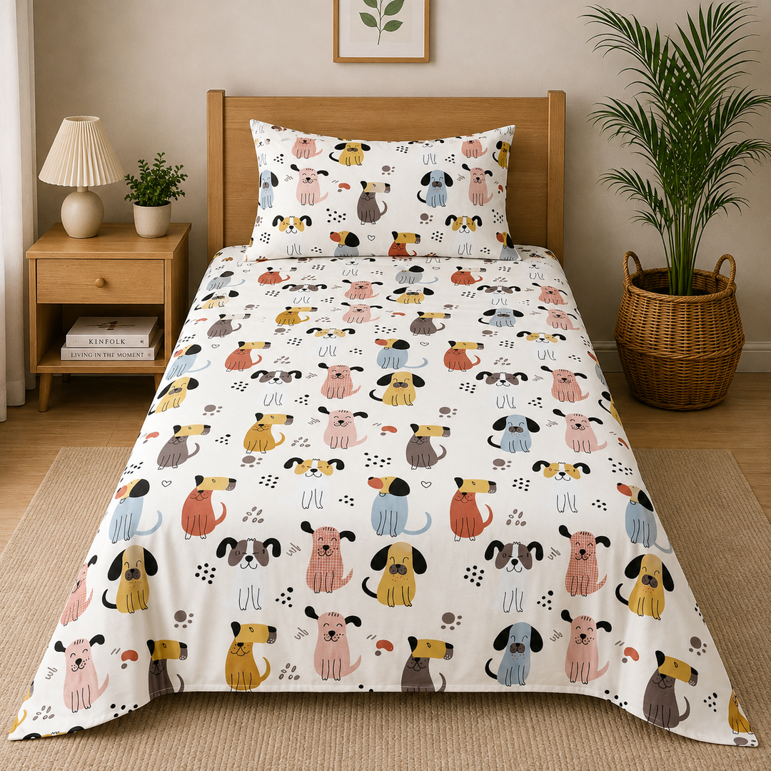 Kids Whimsical Animal Print Bedsheet
