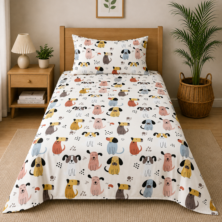 Kids Whimsical Animal Print Bedsheet